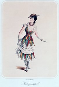 Diseño de vestuario para una arlequín femenina, c.1880 de French School